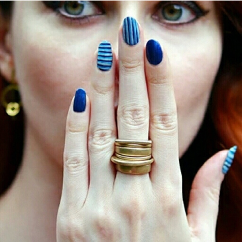 Gold Geometric Ring Set